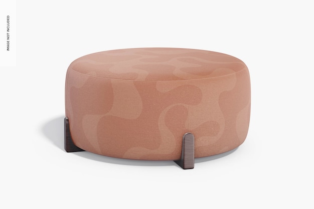 Runder Stoff Ottoman Mockup, Perspektive