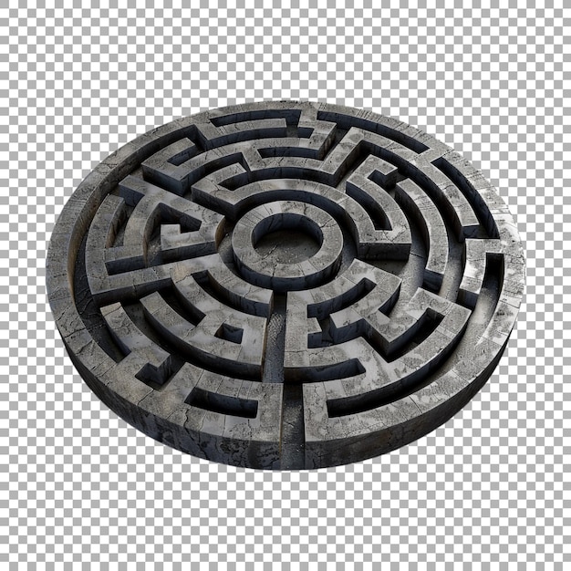 Rundes Labyrinth auf durchsichtigem Hintergrund Ai generiert