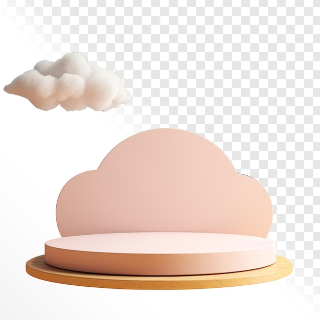 Rundes Podium im minimalistischen Stil, geschmückt mit Wolken