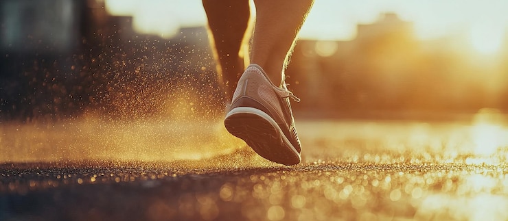 PSD runners foot at sunset