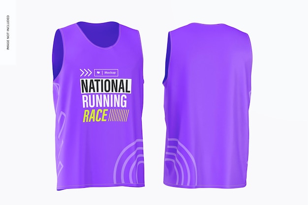 Running Sleeveless Mockup, Vorder- und Rückseite