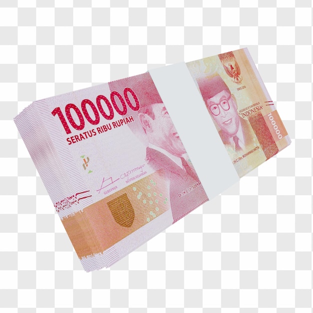 PSD rúpia da moeda da indonésia 100.000: pilha de notas de rp da indonésia