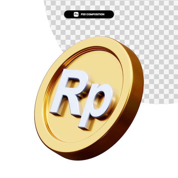 Rupia de moedas renderização em 3d isolada