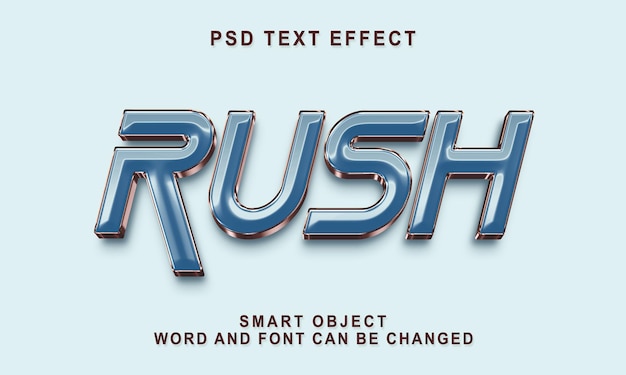 Rush 3D und glänzende Texteffektvorlage