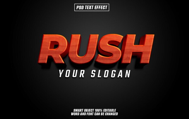 rush text effect font editable typography 3d text
