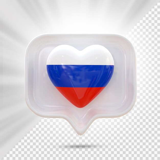 PSD rusia bandera corazón 3d render