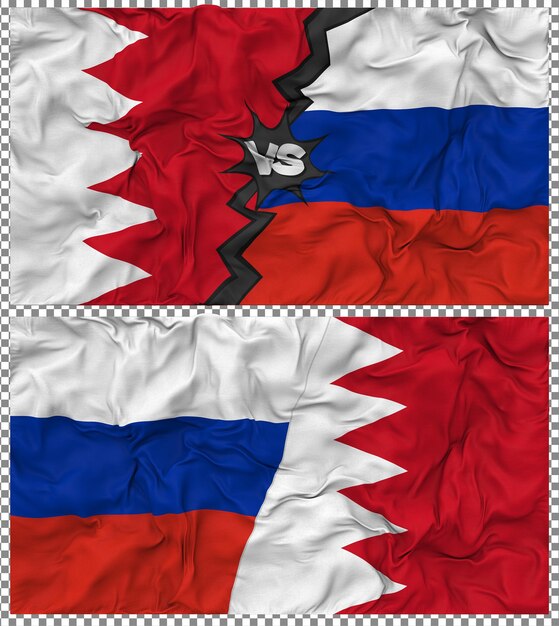 La Russie contre le Bahreïn Half Combined Flag Cloth Bump Texture Rendering 3D