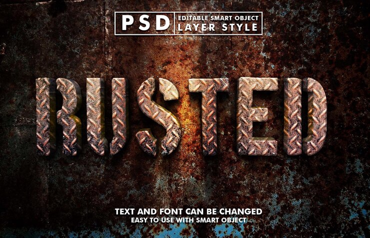 PSD rusted 3d realistic text effect premium psd