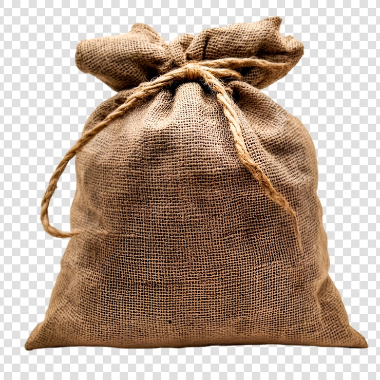 PSD rustic burlap sack tied with rope