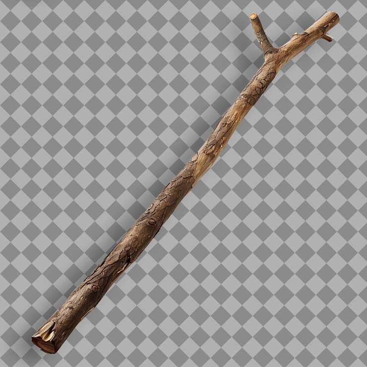 PSD rustic quarterstaff do camponês esculpido a partir de um robusto carvalho png asset de jogo em fundo limpo