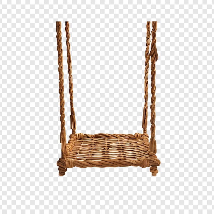 PSD rustic wicker swing corda natural tecido à mão assento crianças brincam ao ar livre jardim de diversão decoração boêmia