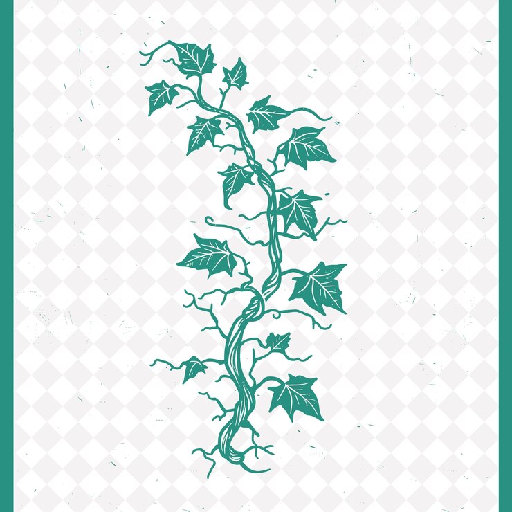 PSD rústico ivy vine emblem logo com decorative distressed textu designs vector de plantas criativas