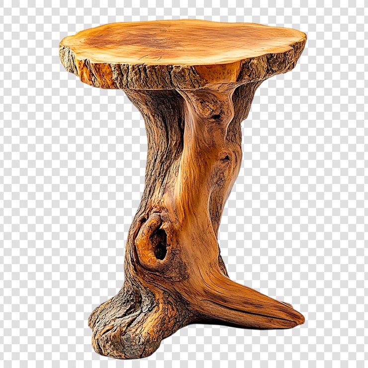 PSD rustikaler baumstumpf-seitentisch natur-design-hausdekor