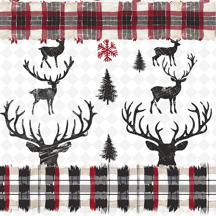 PSD rustikales burlap string borderlines design mit hirschmotiven und kreativen abstrakten kunstdesigns