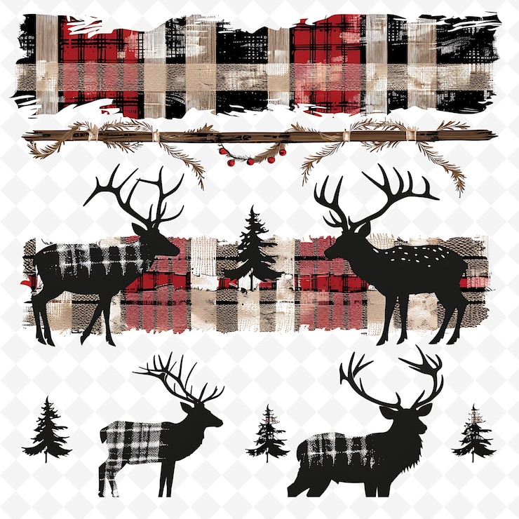 PSD rustikales burlap string borderlines design mit hirschmotiven und kreativen abstrakten kunstdesigns