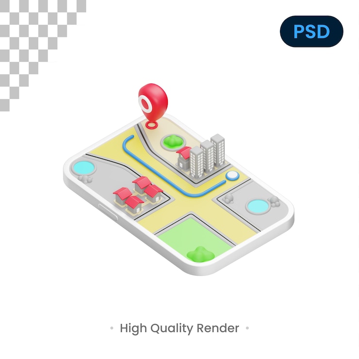 PSD ruta mapa icono 3d premium psd
