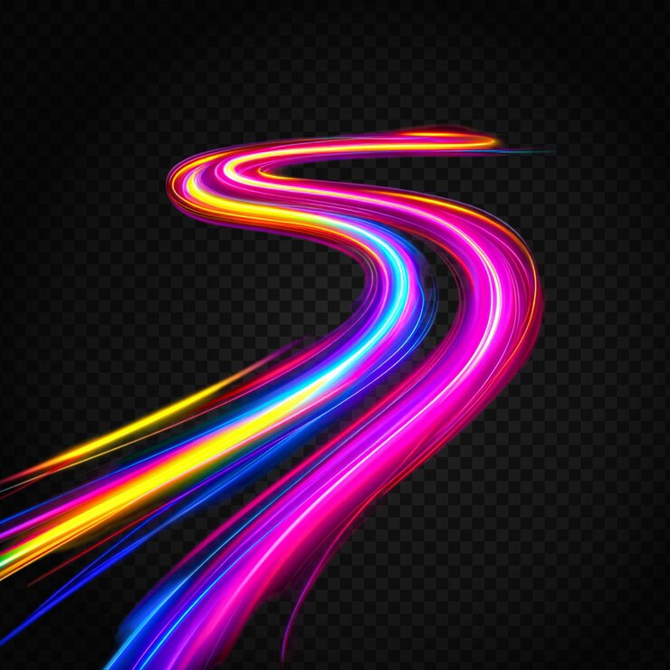 PSD rutas de luz abstractas aisladas en un fondo transparente