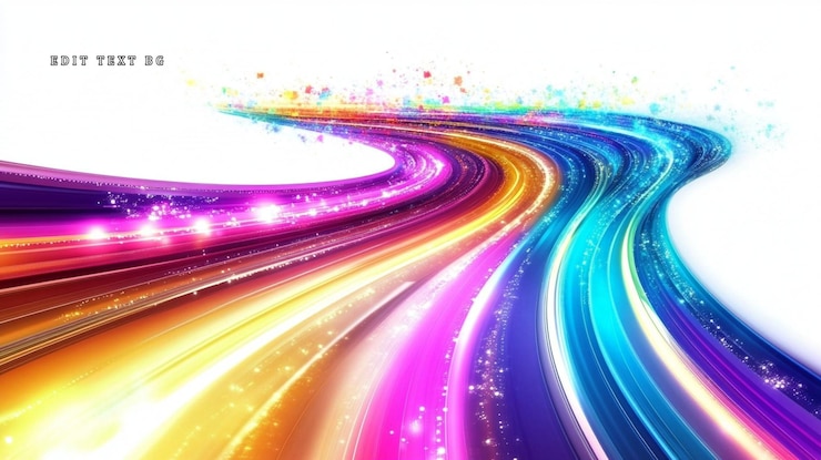 PSD rutas de luz abstractas y coloridas que forman un camino curvo dinámico sobre un fondo blanco