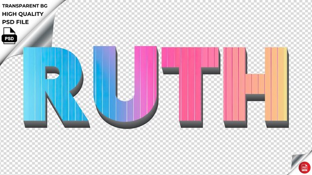 PSD ruth typographie arc-en-ciel coloré texture du texte psd transparent