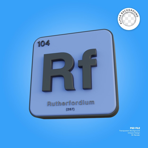 PSD rutherfordium chemisches element periodensystem 3d-rendering
