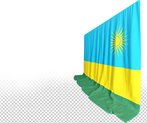 rwanda flag curtain in 3d rendering called flag of rwanda