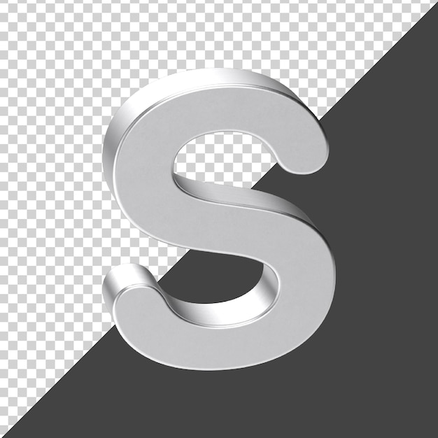 PSD s brief aus silber in 3d-rendering 3d realistischer buchstabe s