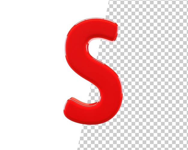 PSD s letra rojo texto 3d render