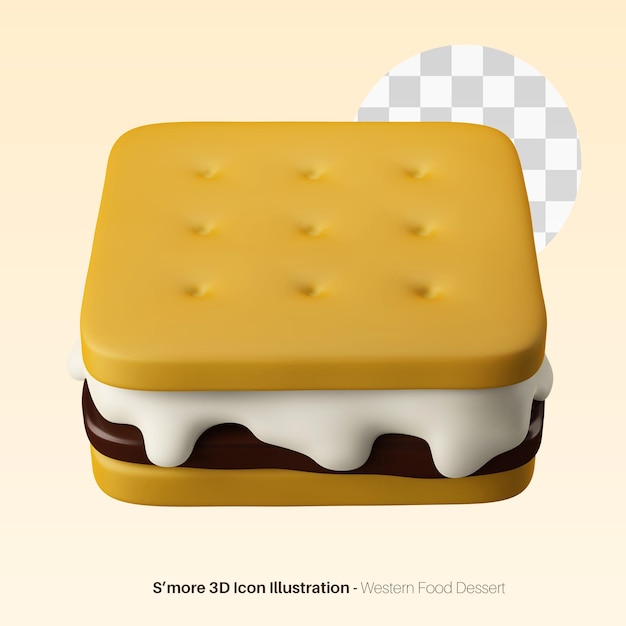 PSD s'more sandwich cracker comida occidental postre 3d render icono ilustración aislado