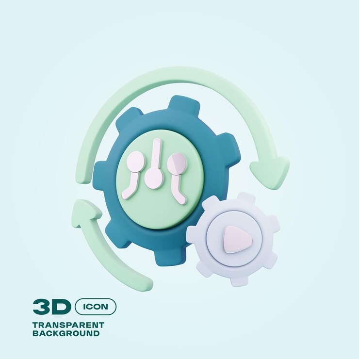 PSD saas system integration 3d icon png template
