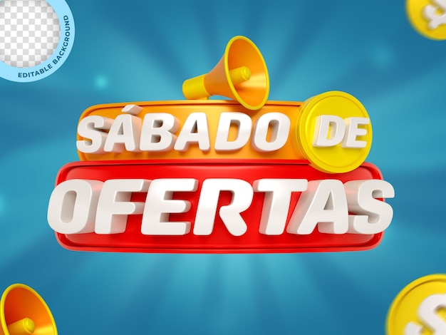 PSD sábado oferta oferta logotipo 3d render psd