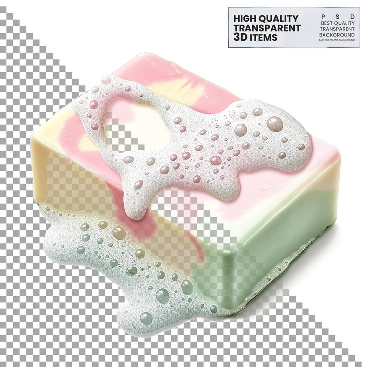 PSD sabão lather rectangular png em fundo transparente isolado