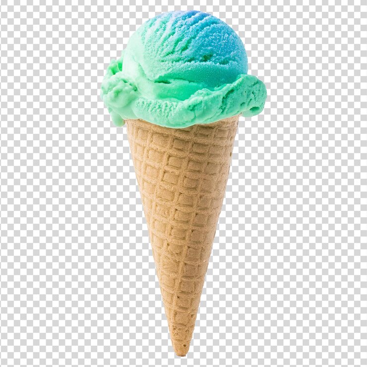 Sabor de menta del cono de helado de helado sobre un fondo transparente