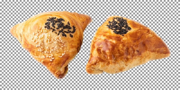 Saborosa samosa de pastelaria isolada em fundo transparente