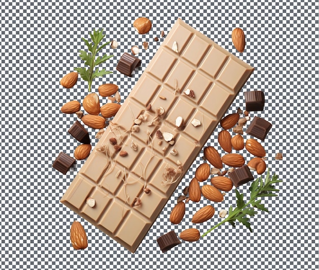 PSD el saboroso chocolate con leche cremoso de hersheys symphony con almendras aisladas sobre un fondo transparente