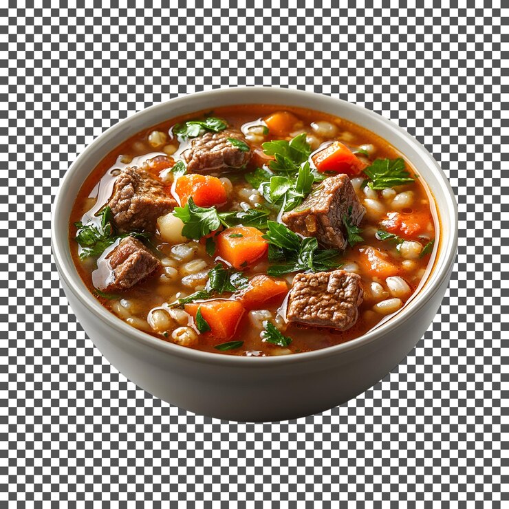 PSD saboroso guisado de carne isolado em fundo transparente