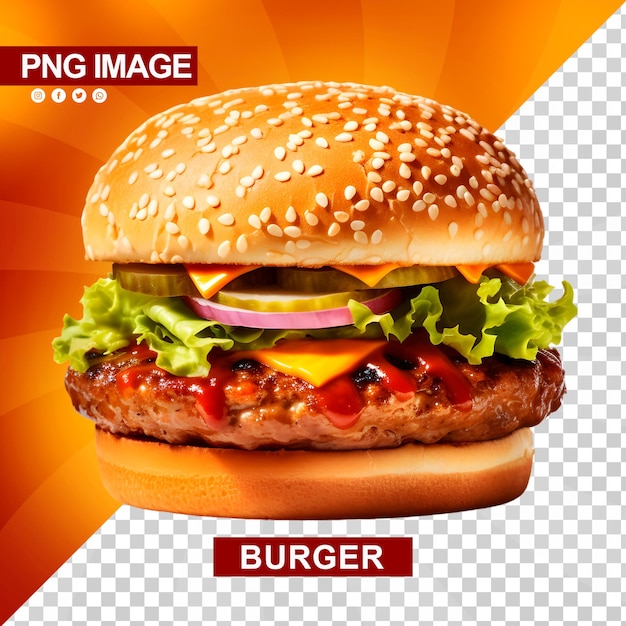 PSD saboroso hambúrguer de carne com queijo e salada