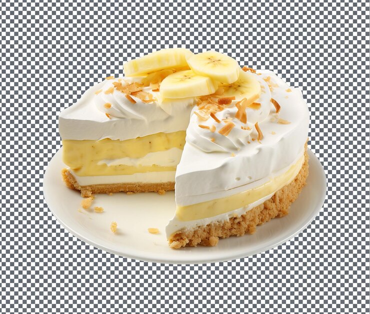 PSD saboroso pastel de crema de plátano aislado sobre un fondo transparente