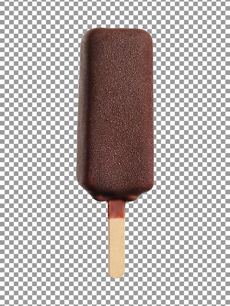 PSD saboroso sorvete de picolé de chocolate no palito com fundo transparente