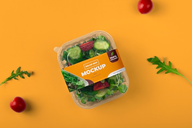 PSD sabrosa caja de ensalada saludable endecha plana