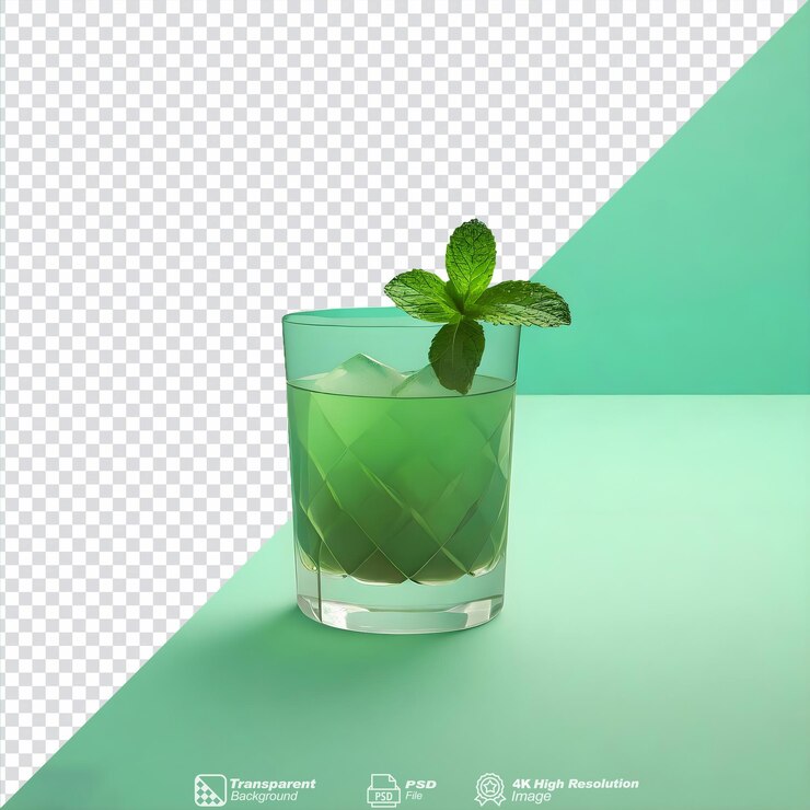 PSD sabrosa copa de cóctel de julepe de menta aislada sobre fondo transparente