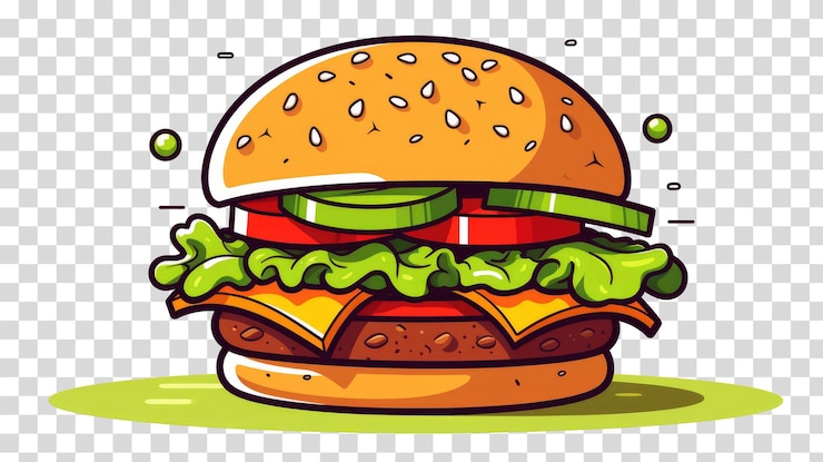 PSD sabrosa hamburguesa aislada en la ilustración de vector de fondo transparente