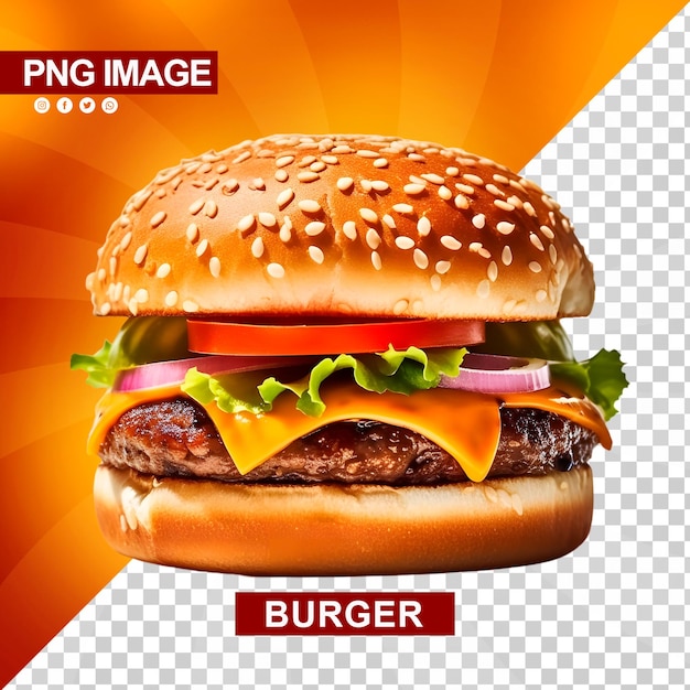 PSD sabrosa hamburguesa de ternera con queso y ensalada