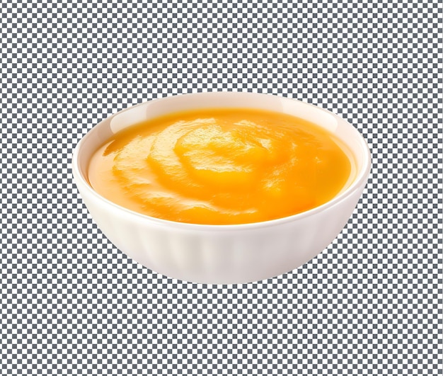 Sabrosa salsa de jengibre de naranja en un cuenco aislado sobre un fondo transparente