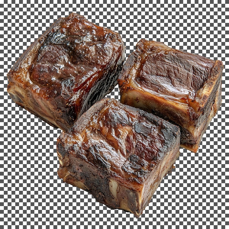 PSD sabrosas costillas cortas asadas aisladas sobre un fondo transparente