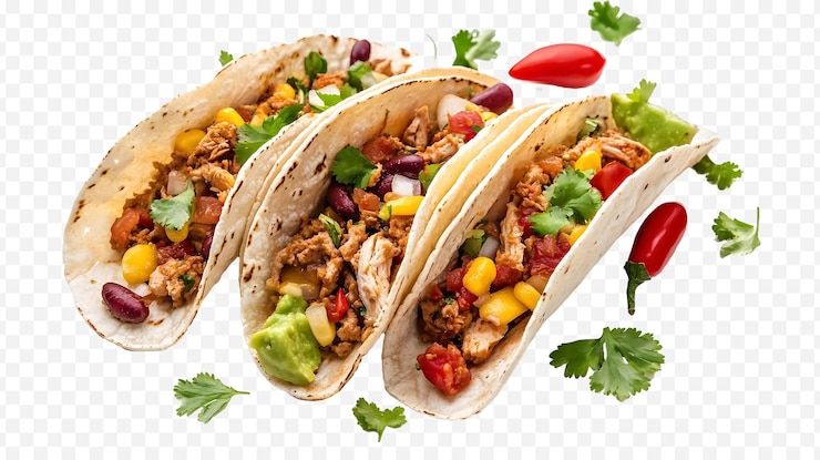 PSD un sabroso plato mexicano aislado sobre un fondo blanco