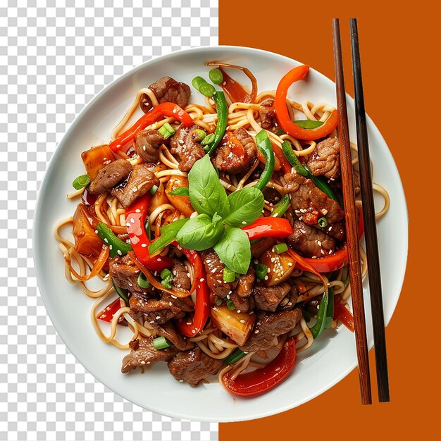 Un sabroso plato de Sichuan aislado sobre un fondo transparente