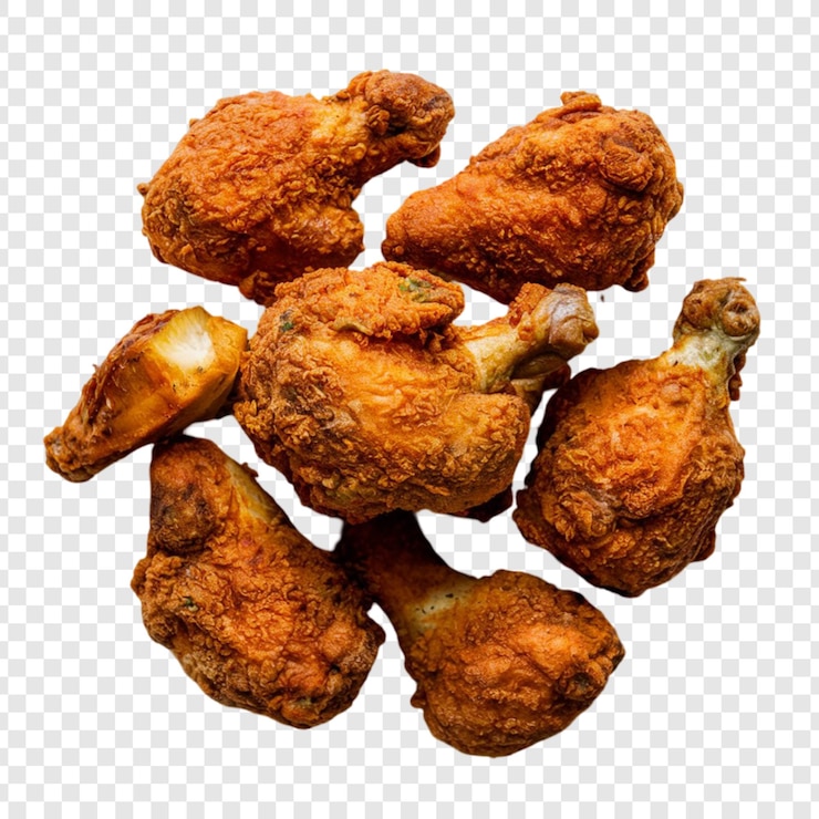 PSD sabroso pollo frito aislado en un fondo transparente