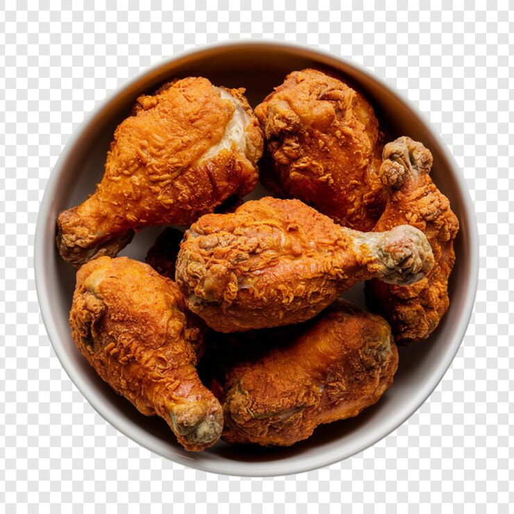 PSD sabroso pollo frito aislado en un fondo transparente