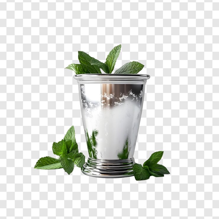 PSD sabroso vaso de cóctel de menta julep aislado sobre un fondo blanco
