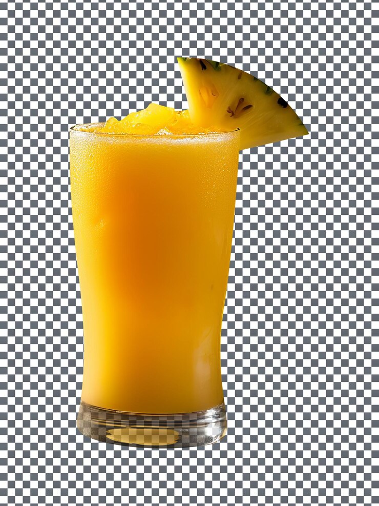 PSD sabroso vaso de ponche de mango y piña aislado sobre fondo transparente